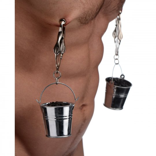 Jugs Nipple Clamps with Buckets Bondage Gear, Nipple Toys, Nipple Clamps and Tweezers