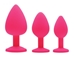Pink Pleasure 3 Piece Silicone Anal Plugs with Gems - AE902-Pink