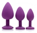 Purple Pleasure 3 Piece Silicone Anal Plugs with Gems - AE902-Purple