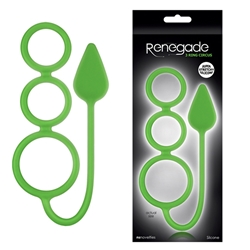 Renegade 3 Ring Circus Silicone Small Neon Green Cock Rings, Butt Plug