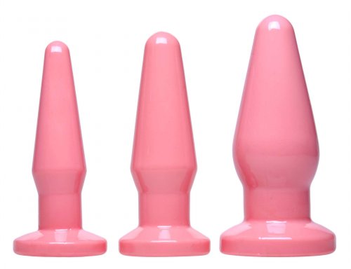 Pink Anal Plug 3 Piece Kit- Packaged Anal Toys, Butt Plugs