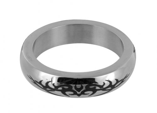 Stainless Steel Cock Ring with Tribal Design- Medium Cock Rings, Penis Jewelry, Metal Cock Rings
