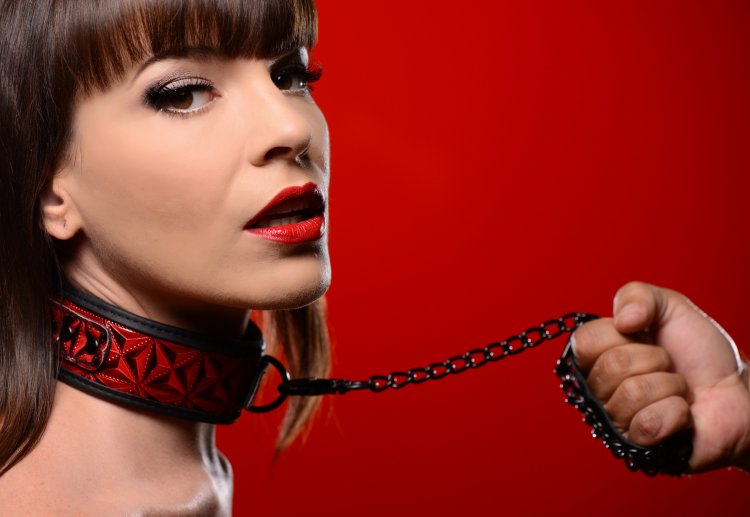 Crimson Tied Collar with Leash Beginner Bondage, Bondage Gear, Collars, Crimson Tied