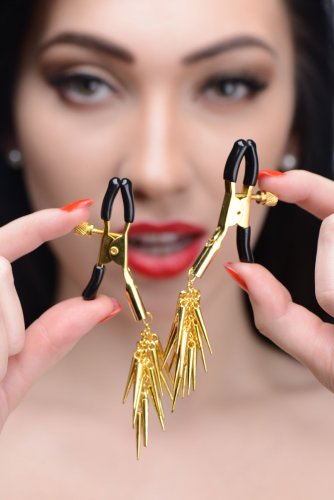 Lure Adjustable Nipple Clamps with Gold Spikes Bondage Gear, Nipple Toys, Nipple Clamps and Tweezers