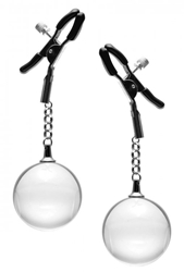 Spheres Adjustable Nipple Clamps with Weighted Clear Orbs Nipple Toys, Nipple Clamps and Tweezers
