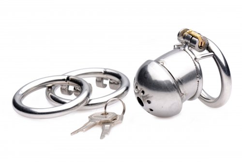 Exile Deluxe Locking Stainless Steel Confinement Cage Bondage Gear, Chastity, Cock and Ball Torment, Chastity for Him, Metal Chastity Devices