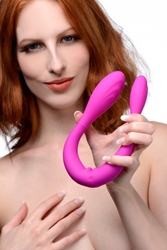 Double Thump 7x Rechargeable Silicone Double Dildo SIlicone Double ended Dildo, Vibrating Double Dildo, Bendable Double Dildo