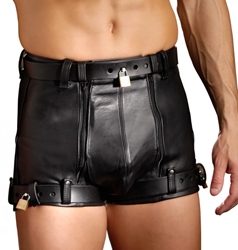 Strict Leather Chastity Shorts- 31 inch waist  [clone] Chastity, Leather Bondage Goods, Chastity for Him, Chastity for Her, Non-Metal Chastity Devices