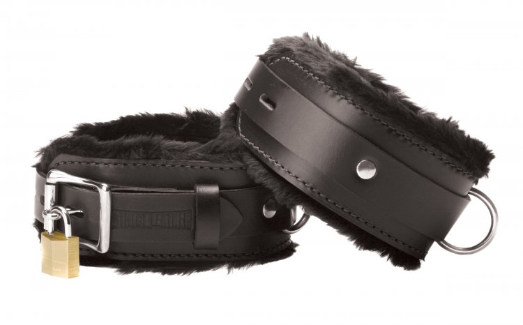 Strict Leather Premium Fur Lined Ankle Cuffs Bondage Gear, Leather Bondage Goods, Ankle and Wrist Restraints