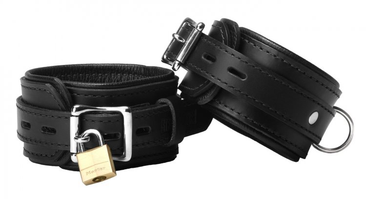 Strict Leather Premium Locking Ankle Cuffs Bondage Gear, Leather Bondage Goods, Ankle and Wrist Restraints