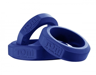 Tom of Finland 3 Piece Silicone Cock Ring Set - Blue Cock Rings, Multi-Ring Cock Rings, Silicone Toys